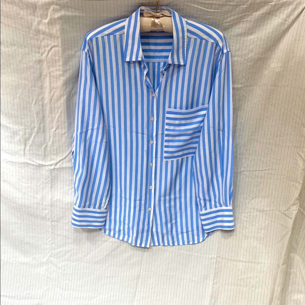 AYR Sky and White Striped Button Down Shirt